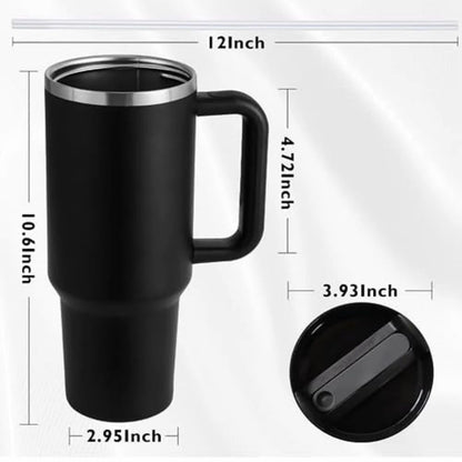 Large Stainless Steel Insulated Tumbler | 1.2L Travel Mug with Handle & Straw – Hot & Cold